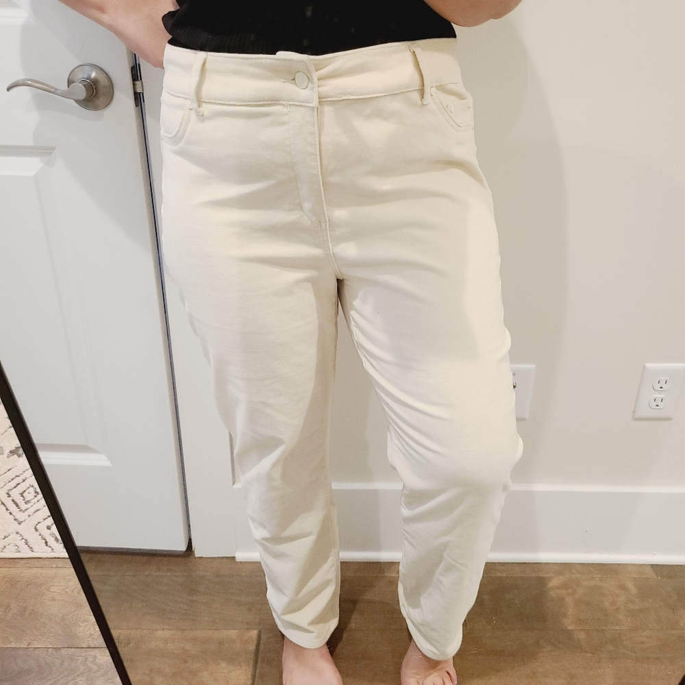 Arula Cream Color Corduroy Ankle Pants